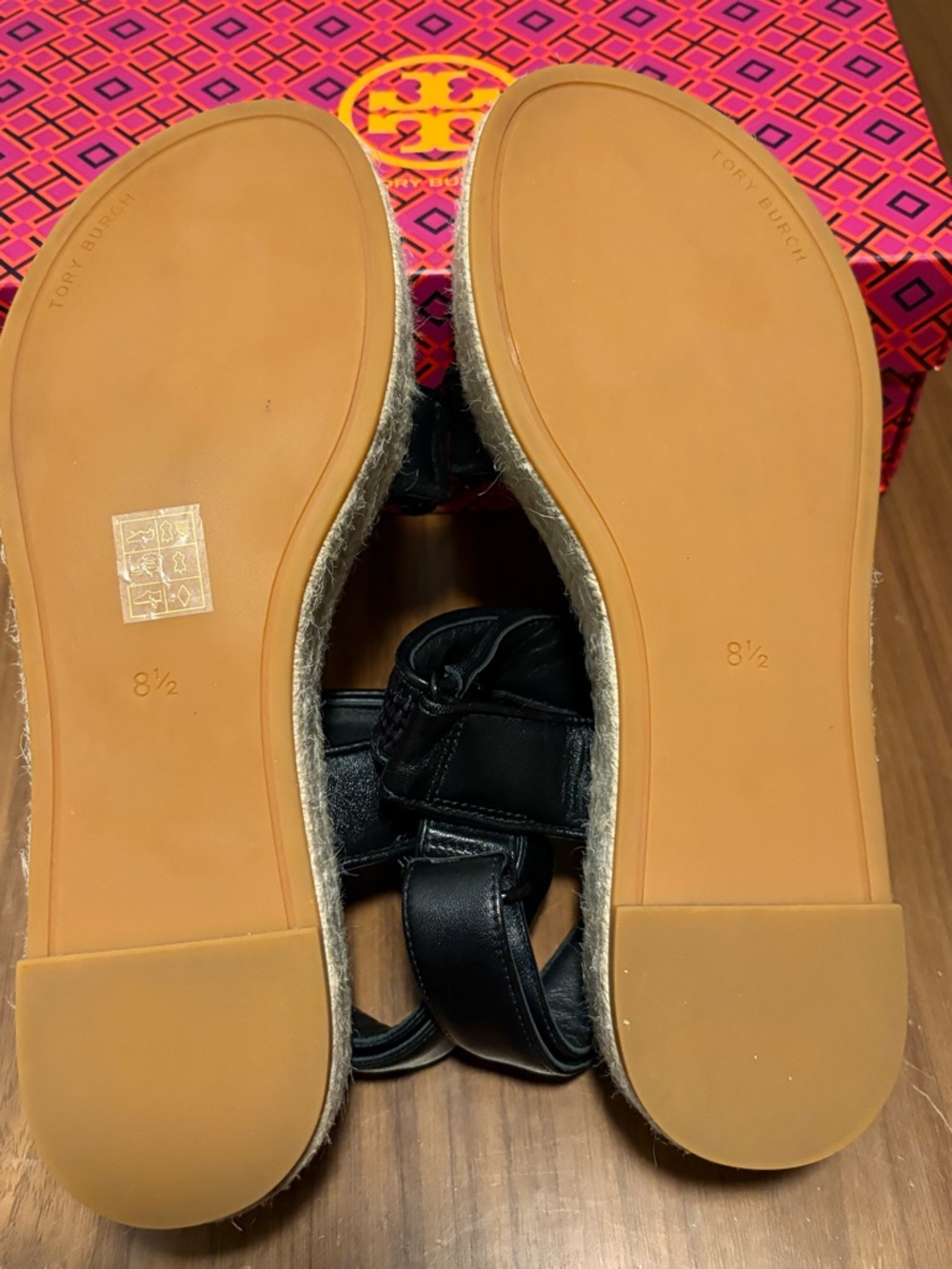 Tory Burch Black Woven-Strap Espadrille Platform Sandal - Picture 5 of 7